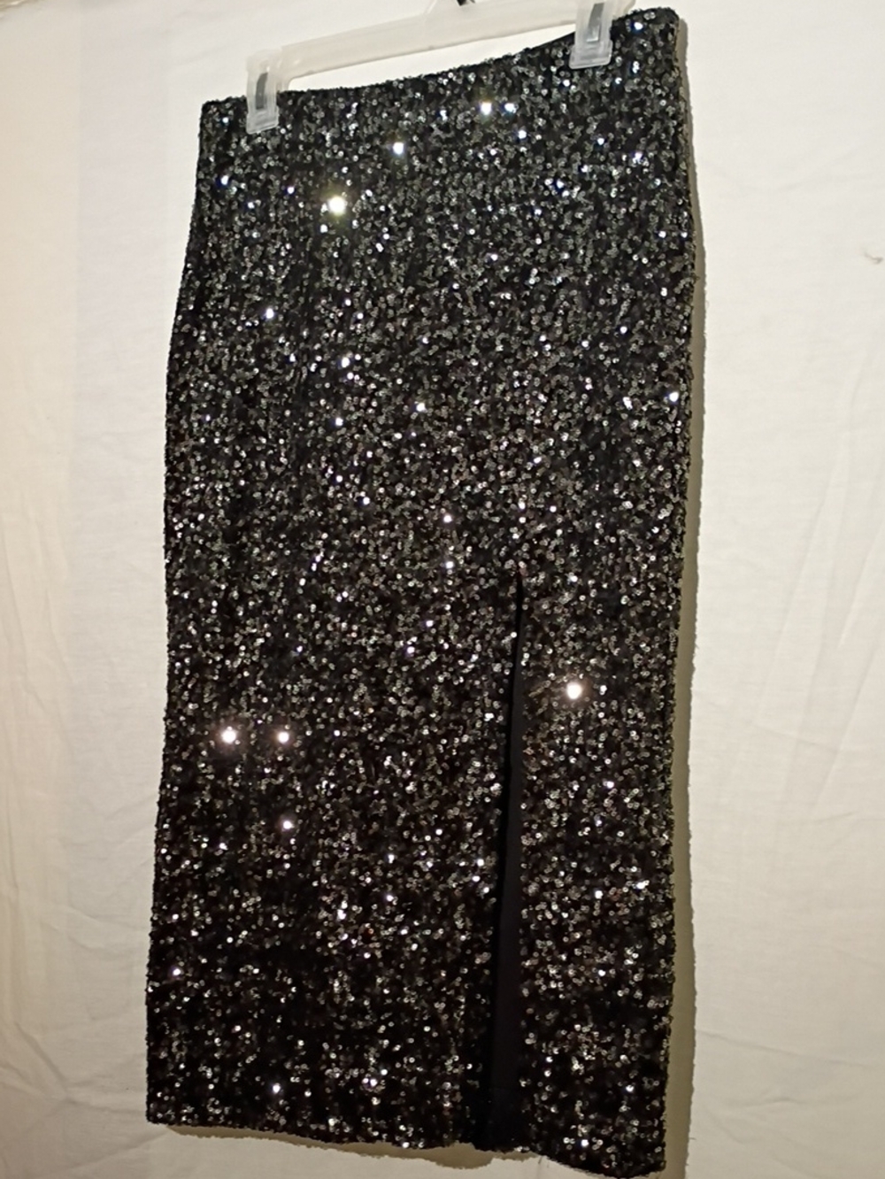 Dress the Population Black Sequin Pencil Skirt with Front Slit, 6 NWOT